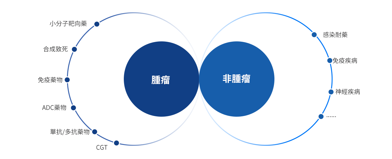 藥物研發適應症與疾病領域覆蓋圖