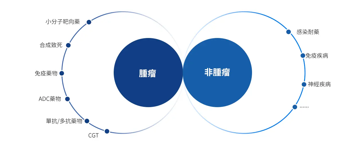 藥物研發適應症與疾病領域覆蓋圖