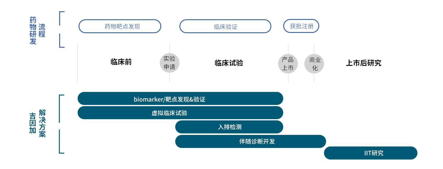 药物研发流程与吉因加解决方案映射图